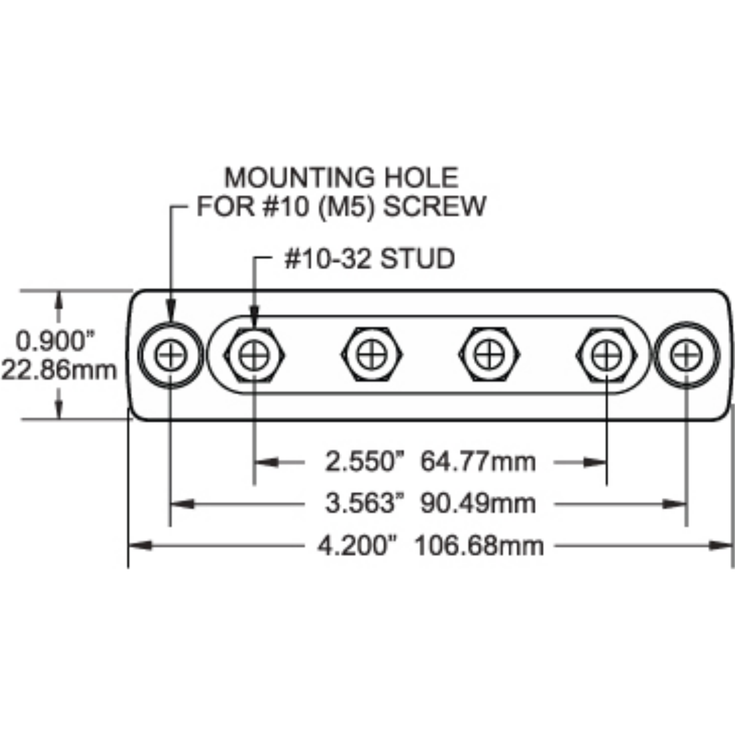 Blue Sea Systems, Verteilschiene 100A, 4-Fach 4x M5