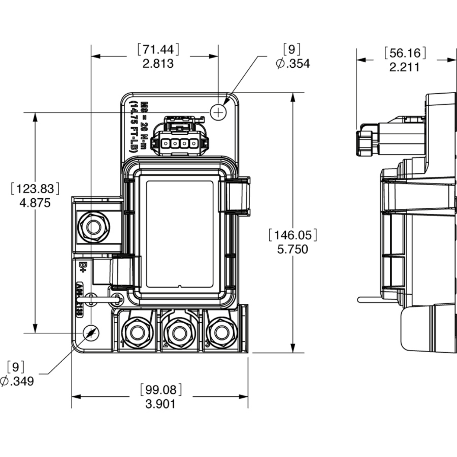 Blue Sea Systems, Sicherungsverteiler Safety-Hub, 7-Fach wasserdicht, 4xFlachsicherungen/ ATO, 3xMIDI