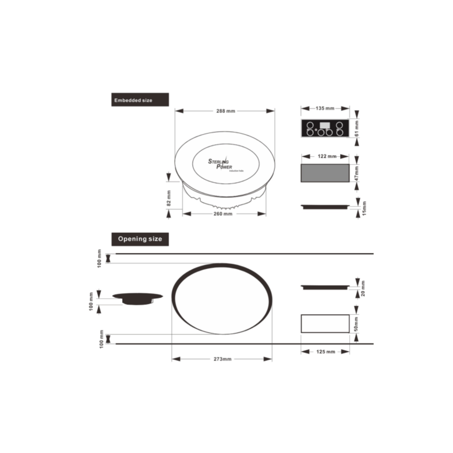 Sterling Power Induktionskochfeld 1-Fach Einbau