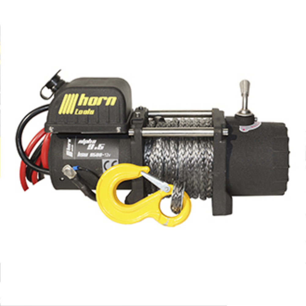 Horntools, Seilwinde 4,3t, Alpha 9.5 Kompakt, 12V, für Anhänger, 15m Kunststoffseil