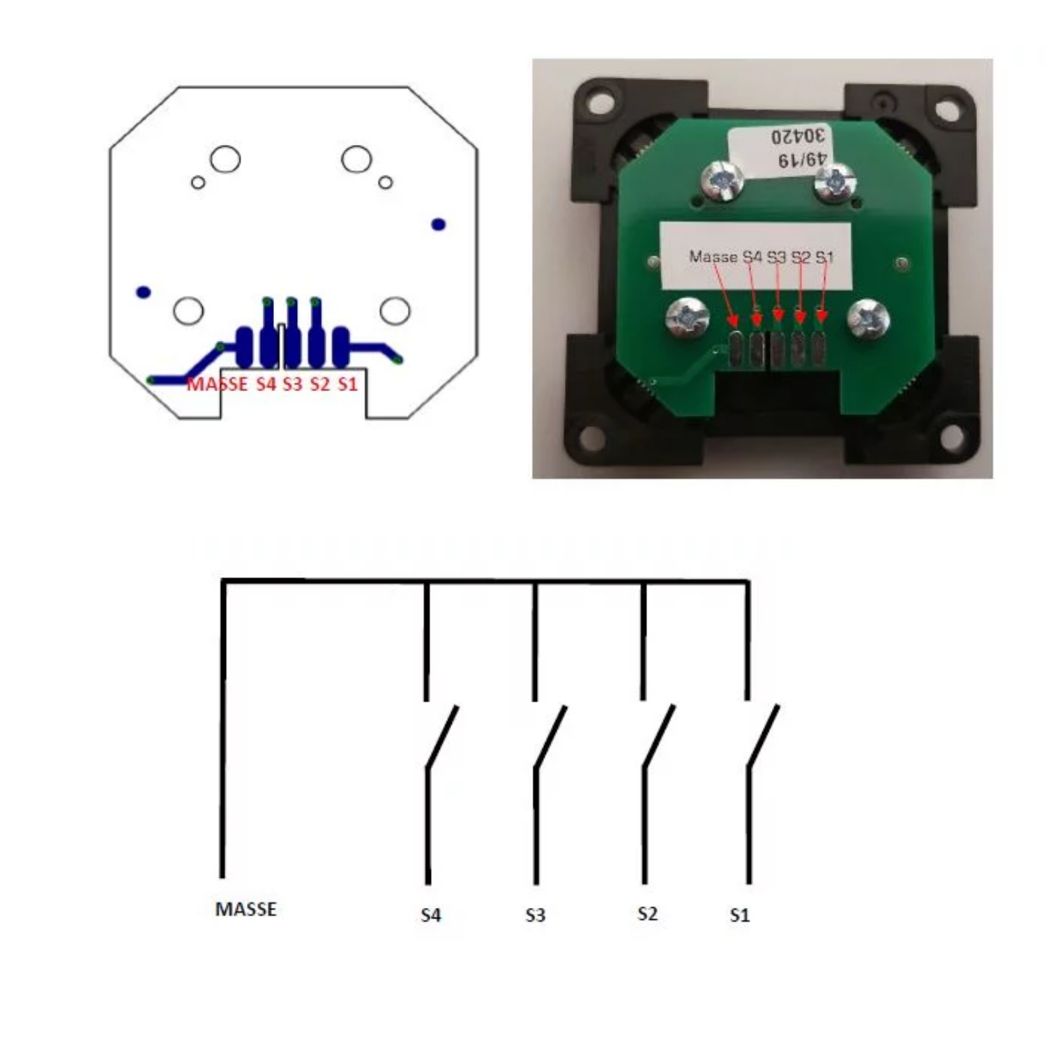 Inprojal 4-Fach Tasterelement, 4 Schliesser, SMD Kurzhubtaster, schwarz satiniert
